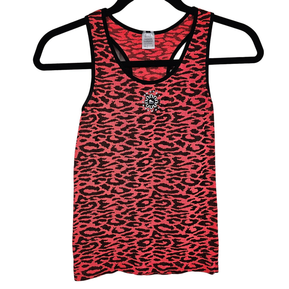 Ice Skate Orange Animal Print Tank Top XS/S Women's Figure Skating